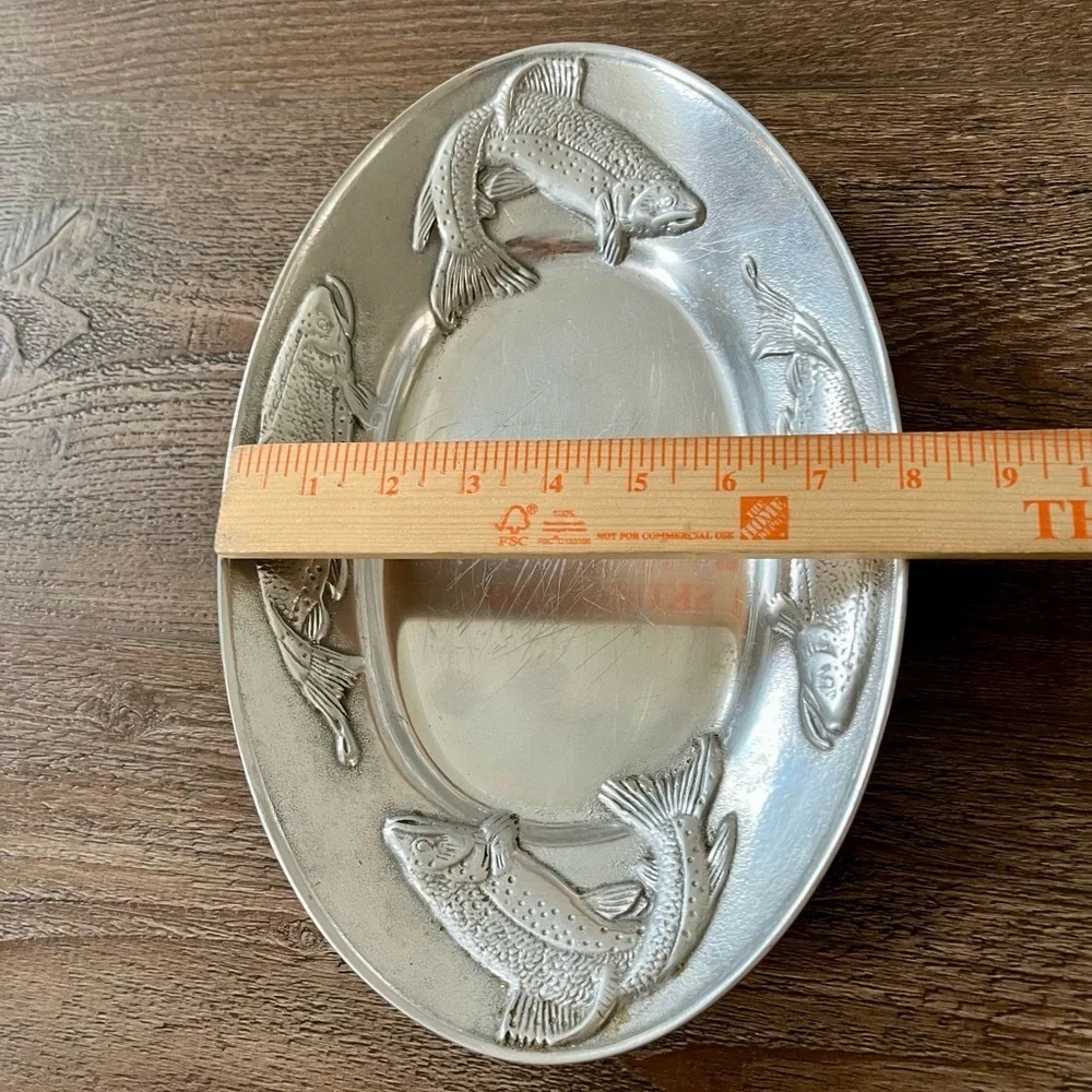 Silver Fish Embossed Oval Platter